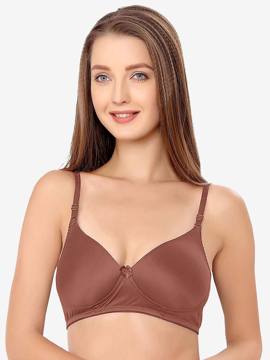

Candour London Full Coverage Lightly Padded T-shirt Bra With All Day Comfort, Brown