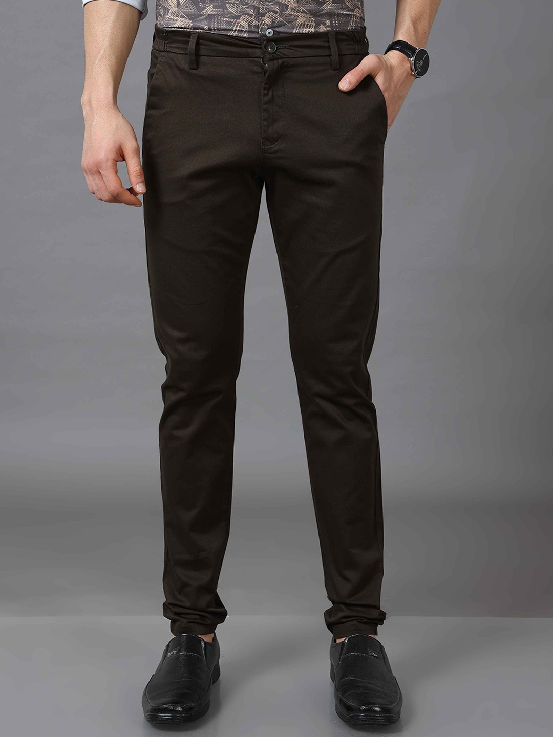 

Tailoraedge Men Tailored Formal Chinos Trousers, Brown