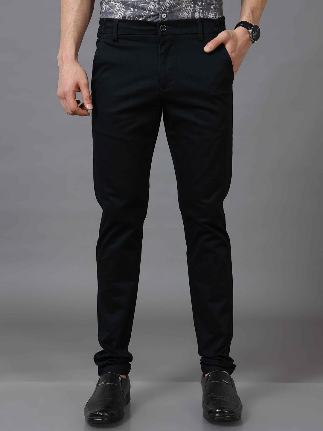 

Tailoraedge Men Tailored Chinos Trousers, Black