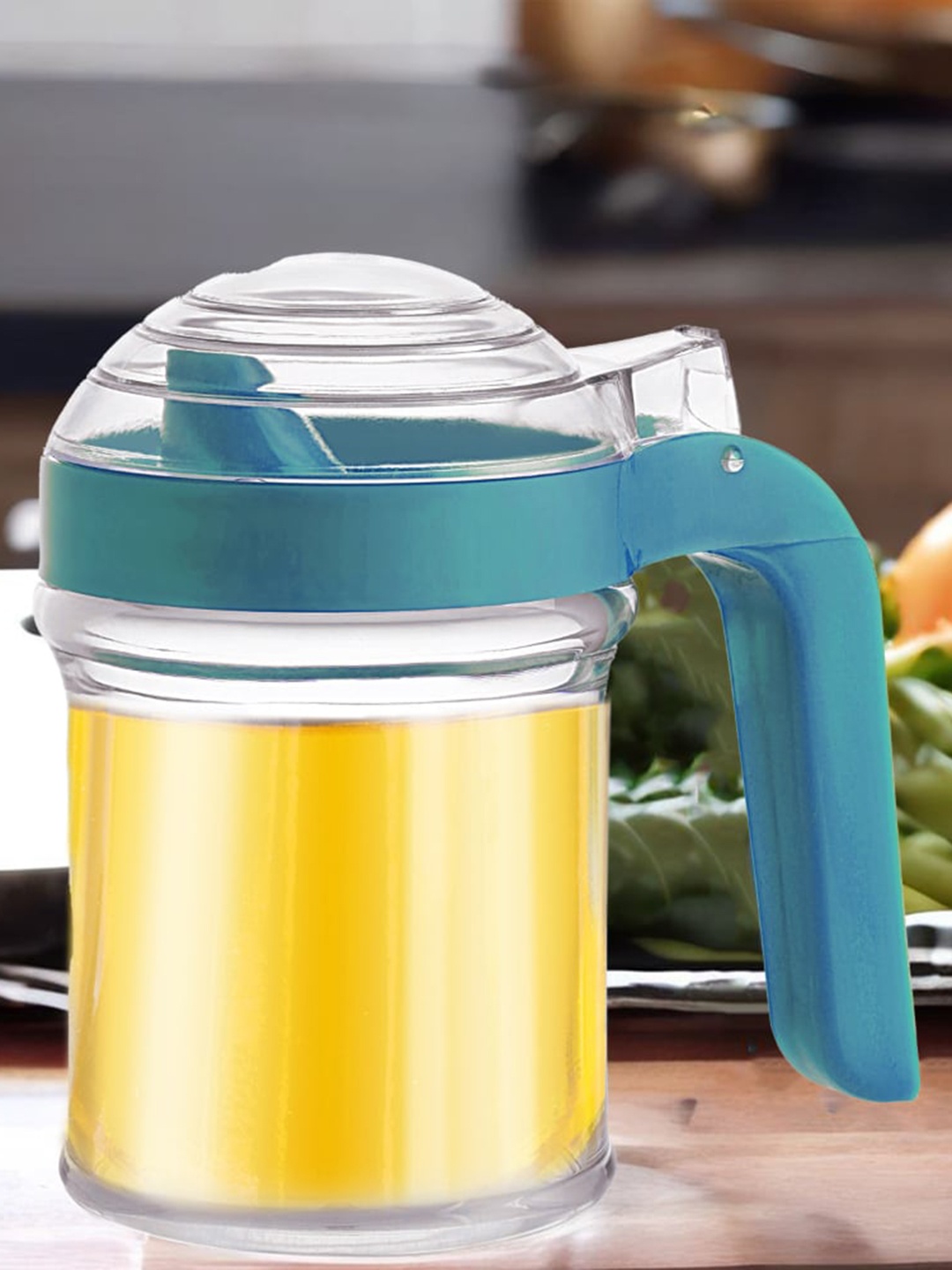 

HAZEL Transparent & Blue Oil Container With Handle & Leakproof Lid 450 ml