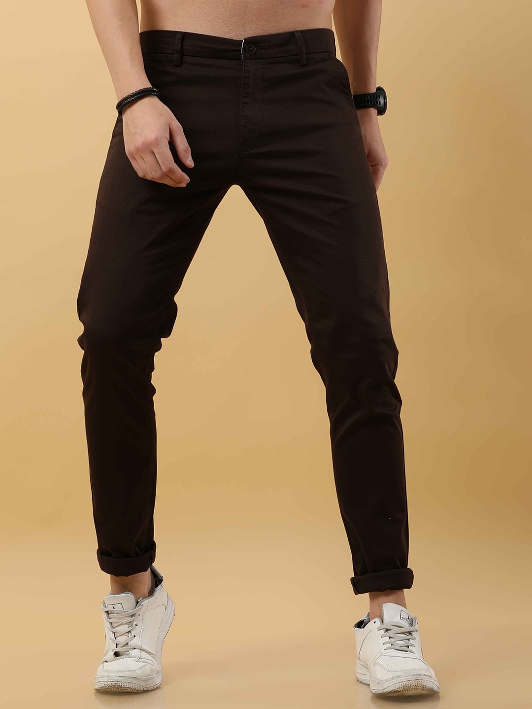 

Tailoraedge Men Tailored Chinos Trousers, Brown