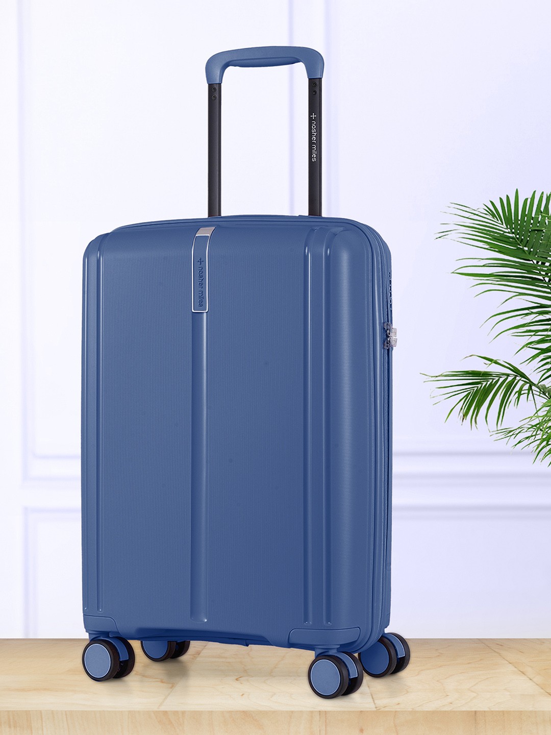 

Nasher Miles The Line Polypropylene Cabin Blue Trolley Bag - 20 inch (55cm)