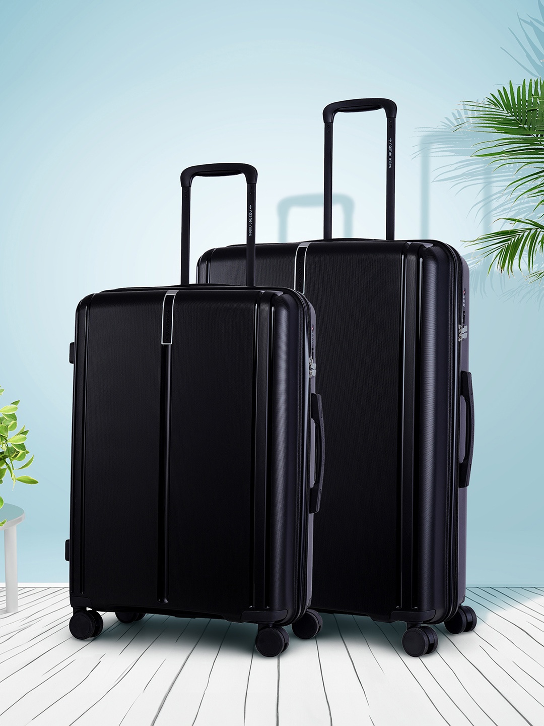 

Nasher Miles Set Of 2 The Line Hard-Sided Trolley Suitcase, Black