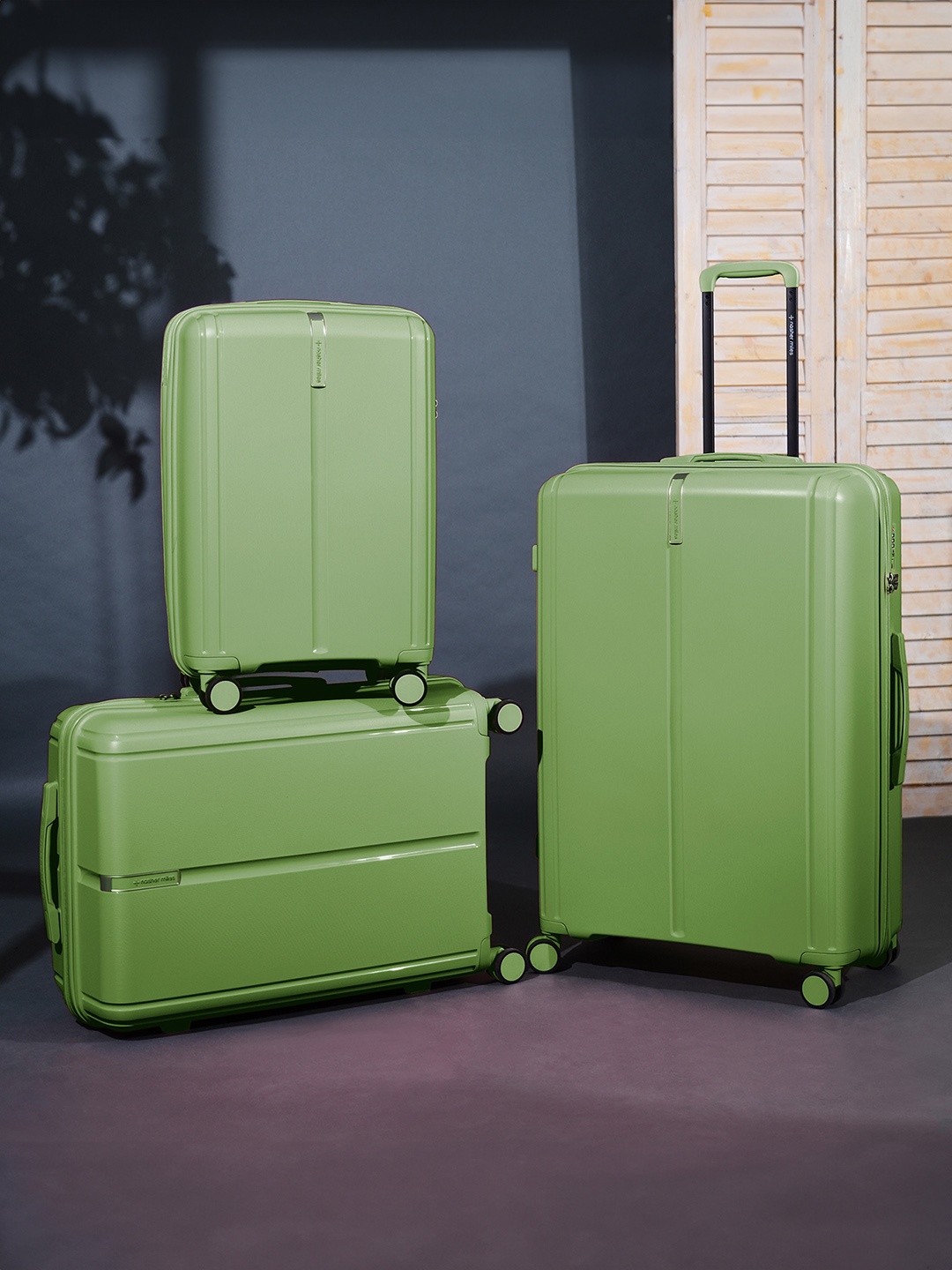 

Nasher Miles The Line Set Of 3 Hard-Sided Trolley Suitcase- 55, 65 & 75 cm, Green