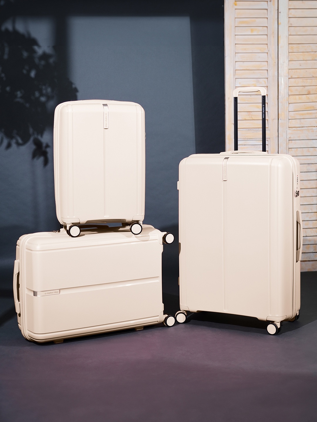 

Nasher Miles The Line Set Of 3 Hard-Sided Trolley Bags, White