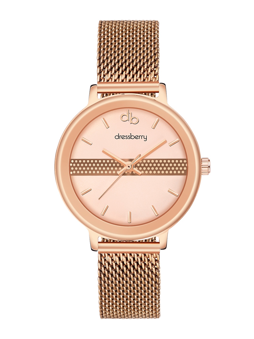 

DressBerry Women Dial & Stainless Steel Bracelet Style Straps Analogue Watch DB-015, Rose