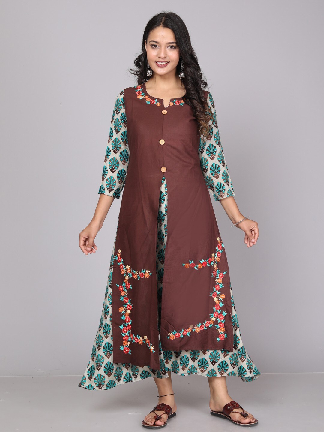 

Miramaar Floral Printed Maxi Ethnic Dresses, Green
