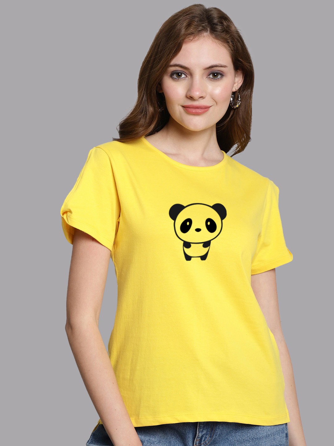 

FBAR Graphic Printed High Low Pure Cotton Top, Yellow
