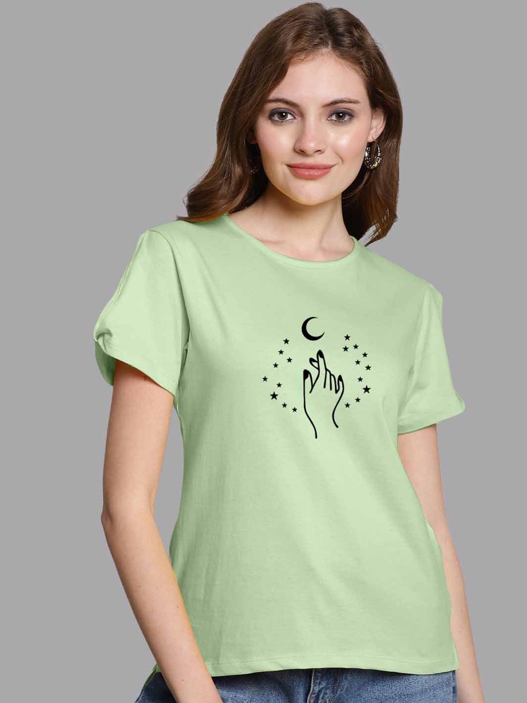 

FBAR Graphic Printed Pure Cotton Top, Sea green