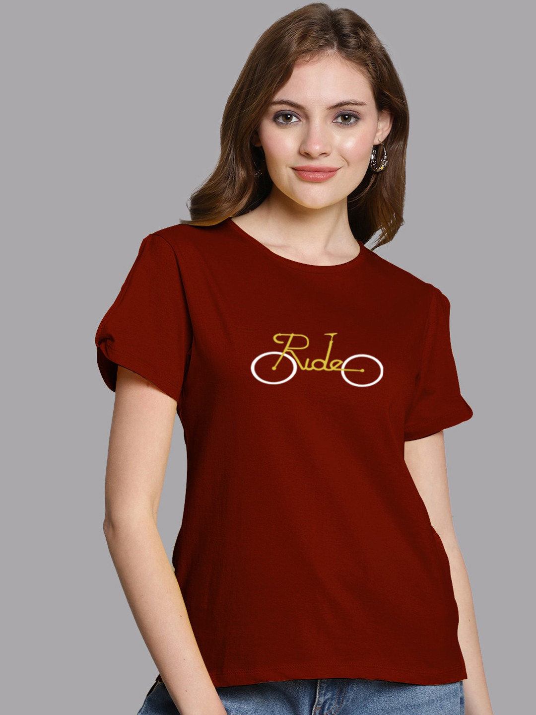 

FBAR Graphic Printed Pure Cotton Top, Maroon