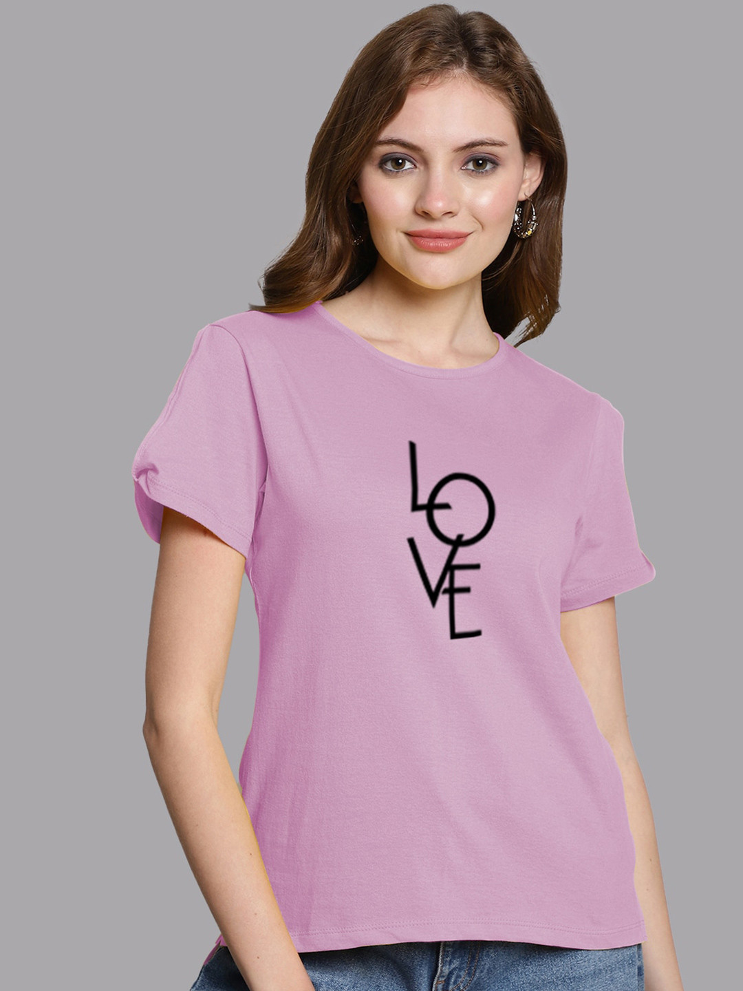 

FBAR Typography Printed Slit Sleeves Pure Cotton High Low Top, Purple