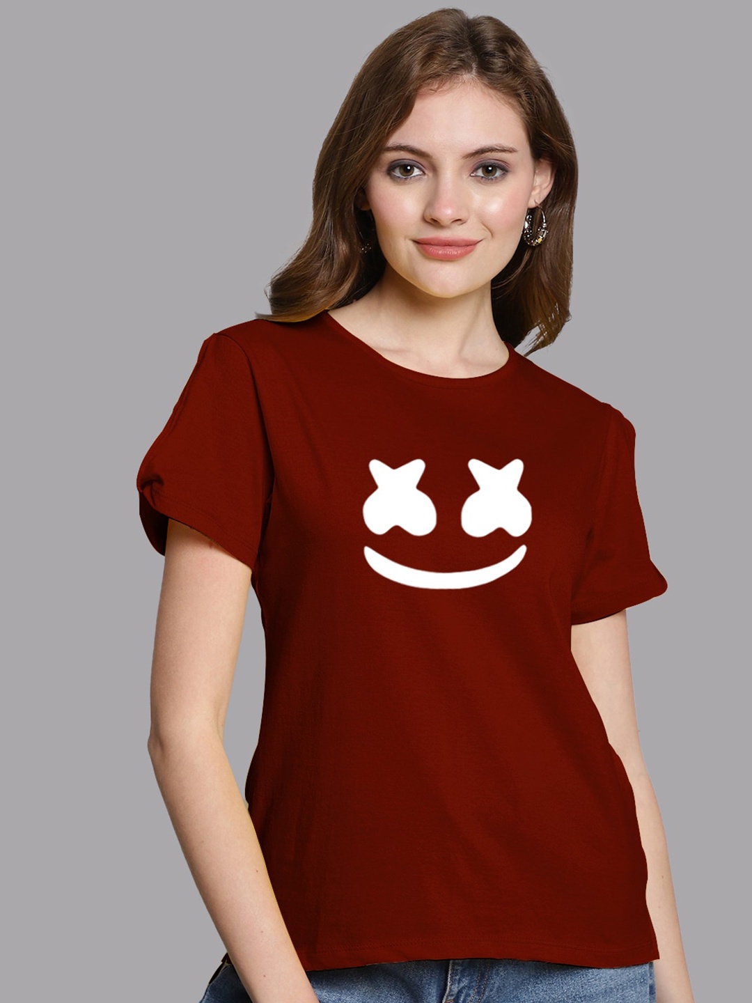 

FBAR Graphic Printed Cotton Regular Top, Maroon