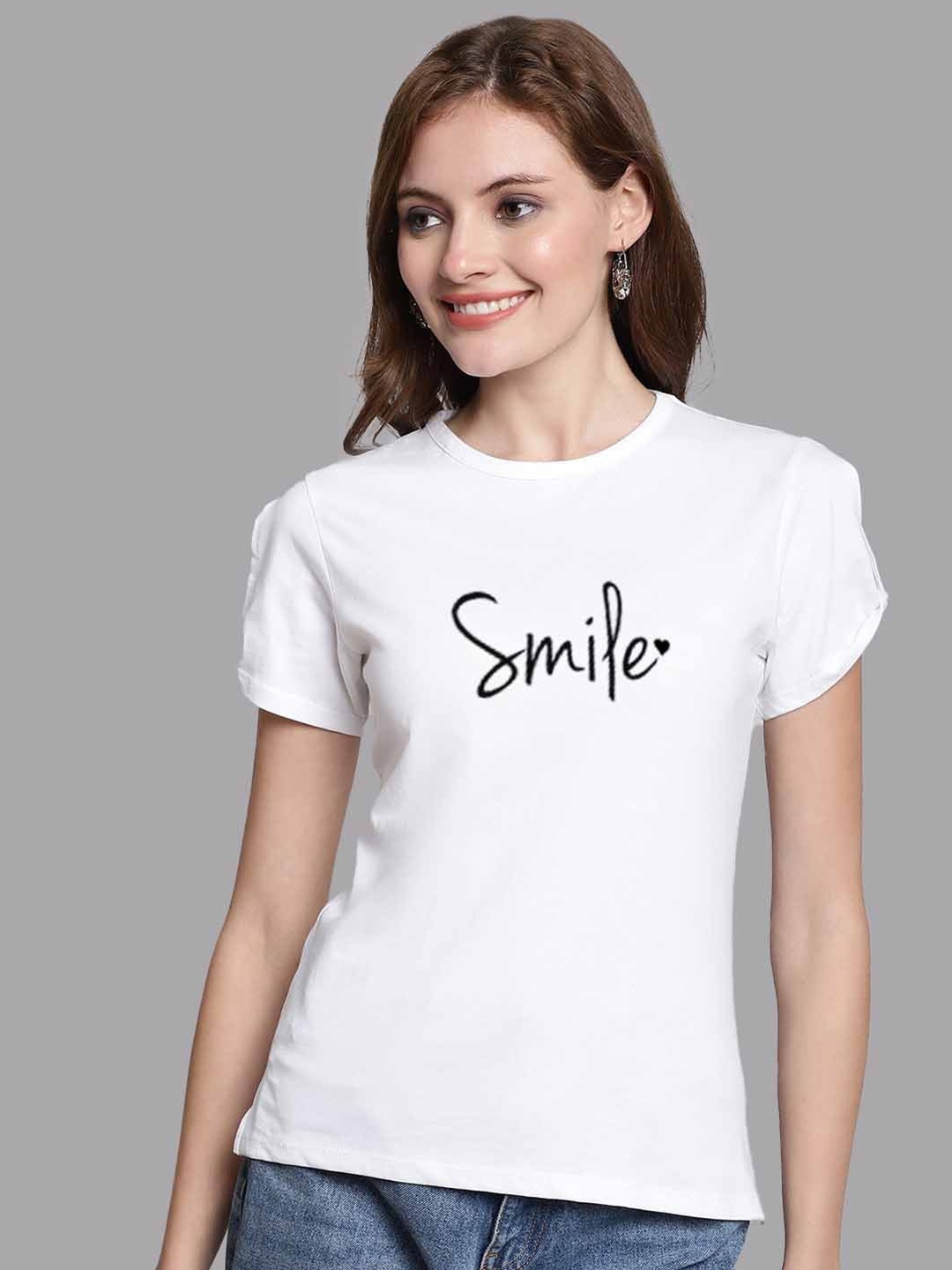 

FBAR Typography Printed Cotton Regular Top, White