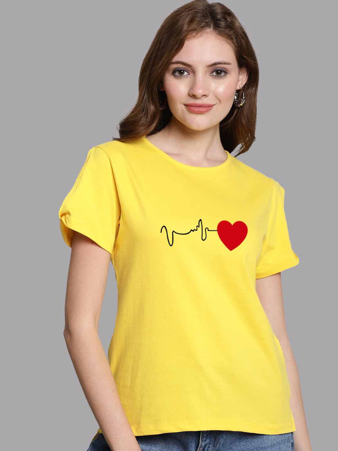 

FBAR Graphic Printed Cotton Regular Top, Yellow