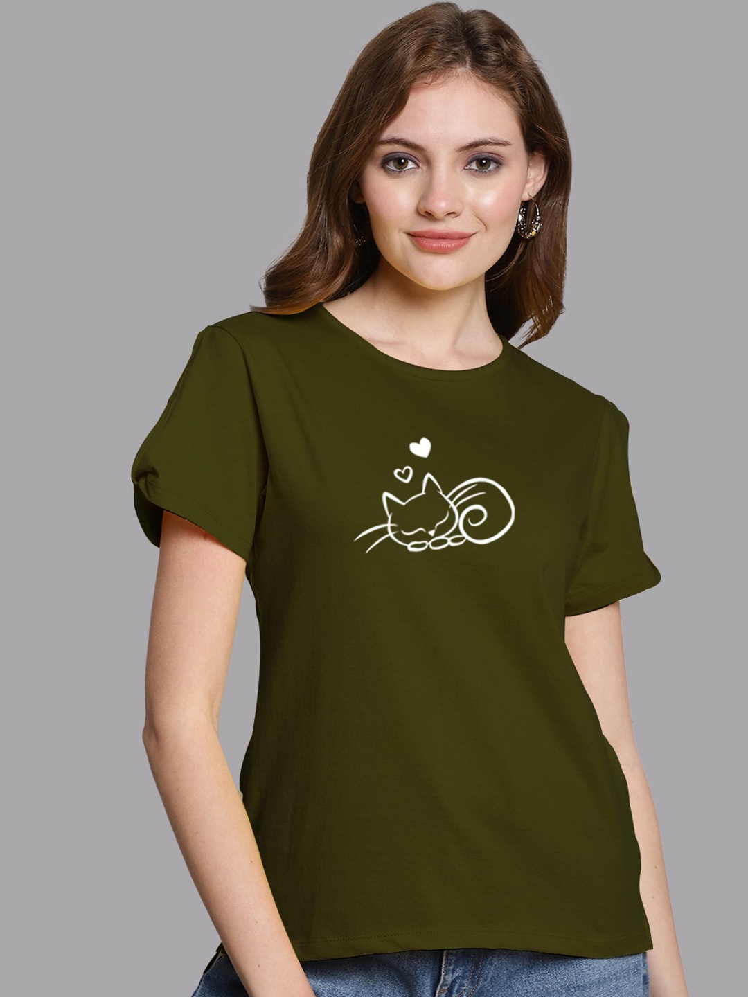 

FBAR Print High Low Cotton Top, Olive