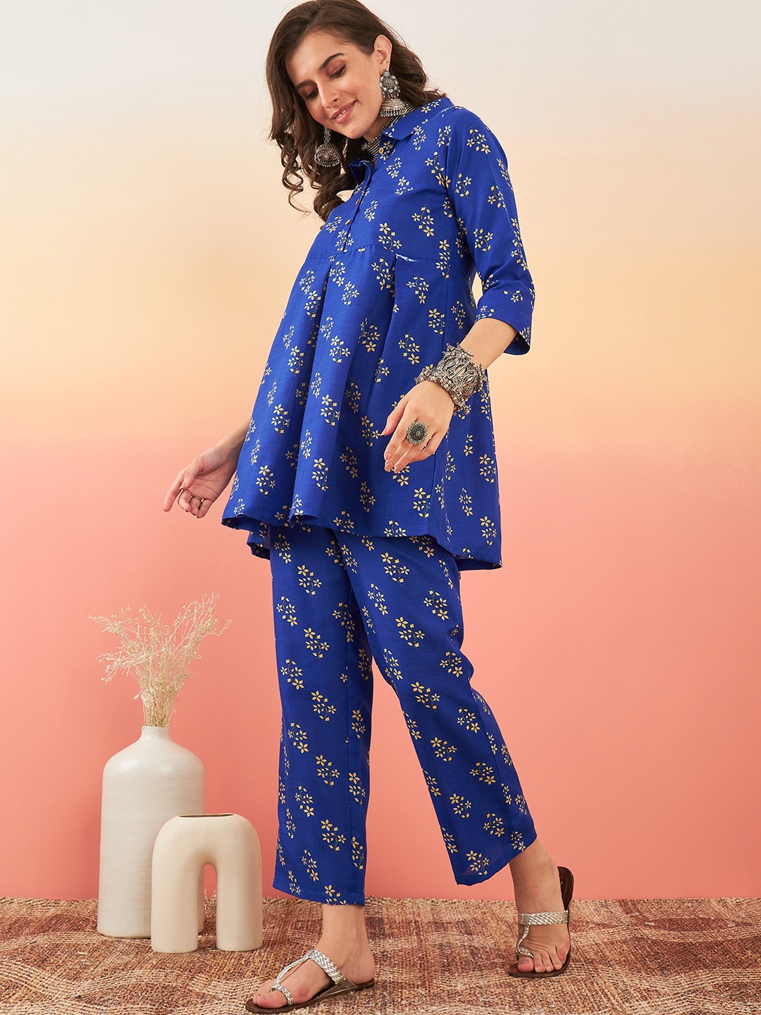 

Sangria Printed A Line Kurta Sets, Blue