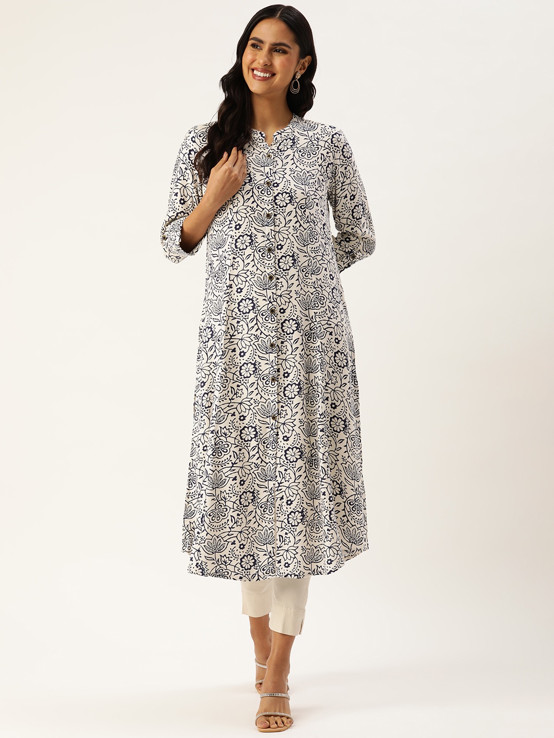 

AMUKTI Women Ethnic Motifs Printed A-Line Kurta, White