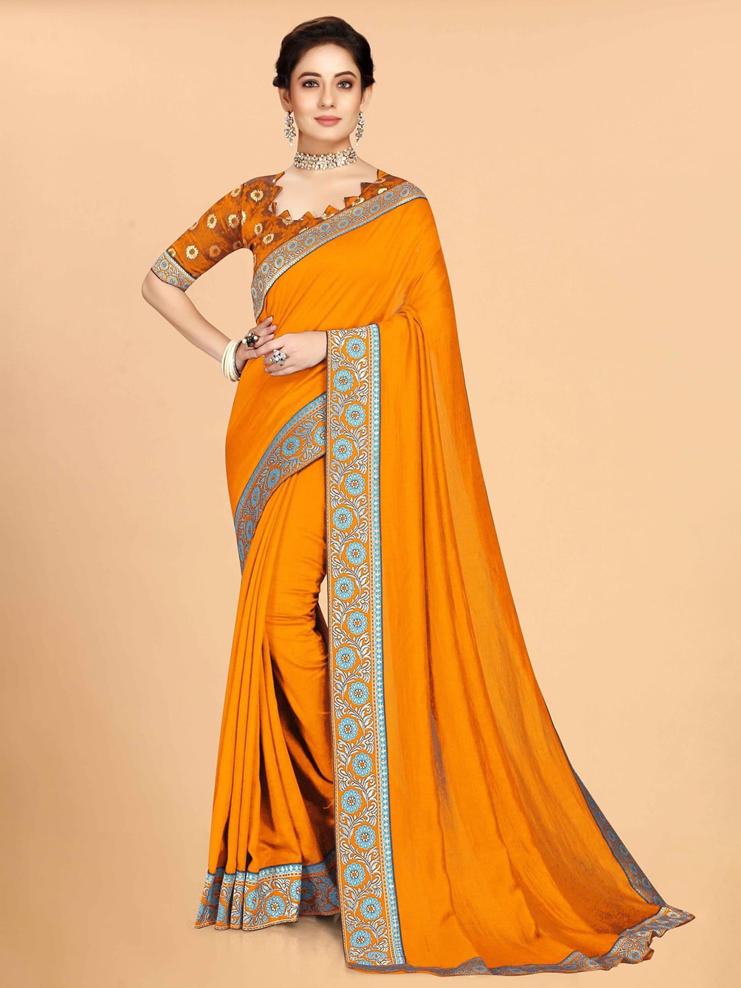

Grubstaker Woven Design Saree, Yellow