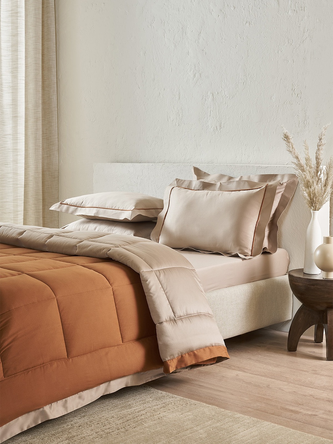 

DDecor Brown Double King Cotton Bedding Set