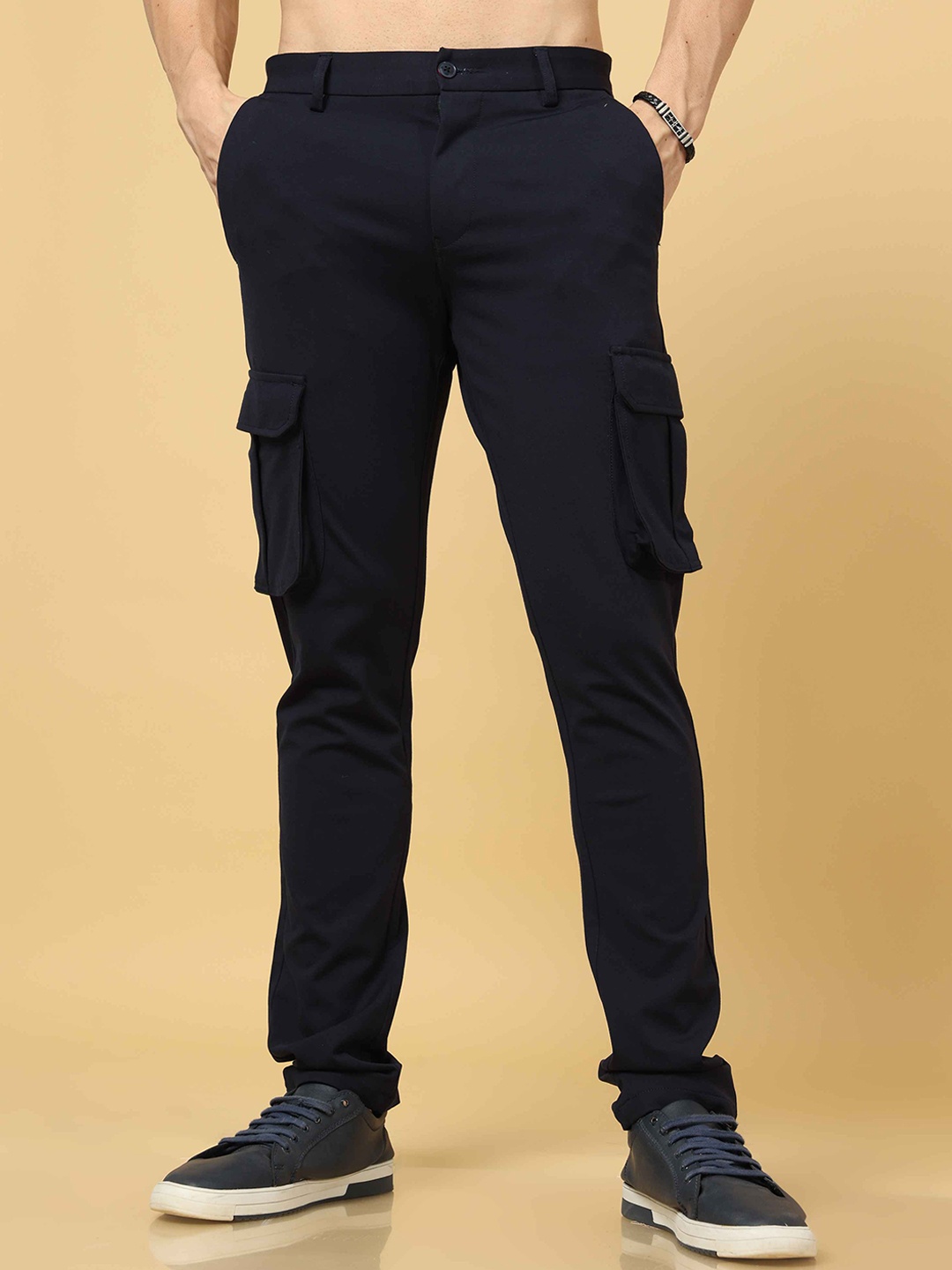 

Tailoraedge Men Relaxed Cargos Trousers, Navy blue
