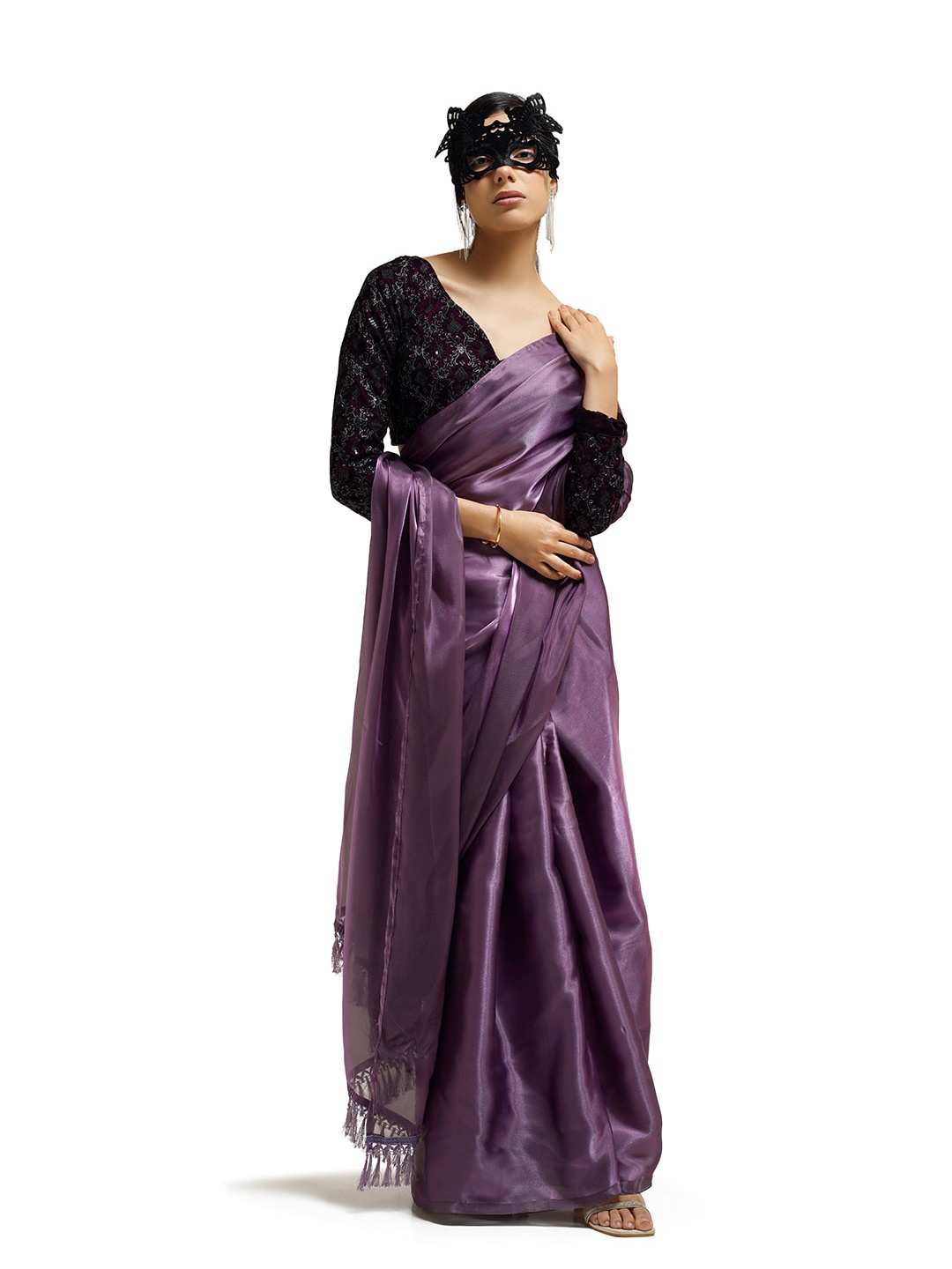 

Tikhi Imli Purple Organza Ready To Wear Saree