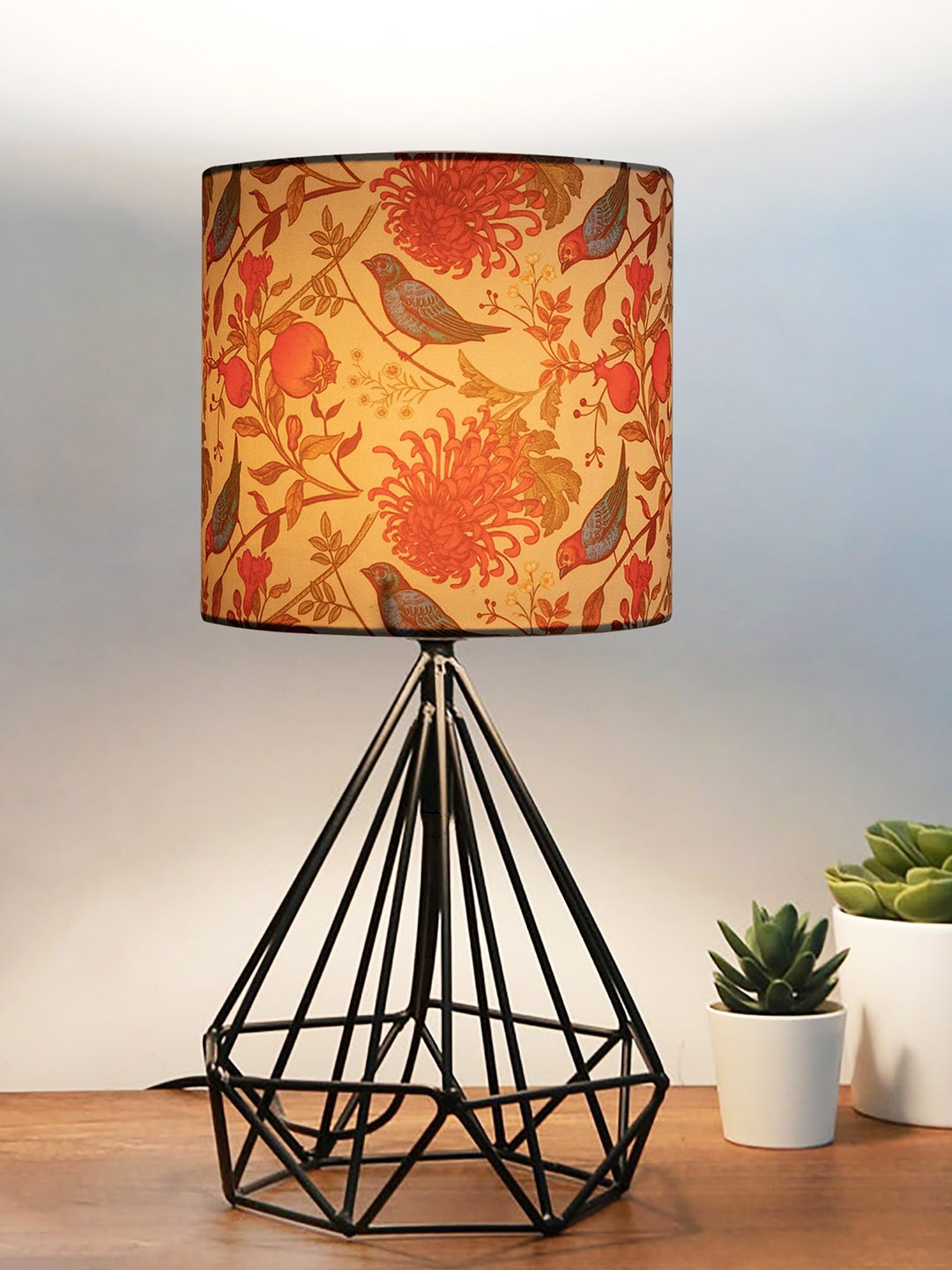 

Homesake Off-white & Red Printed Metal Table Lamp