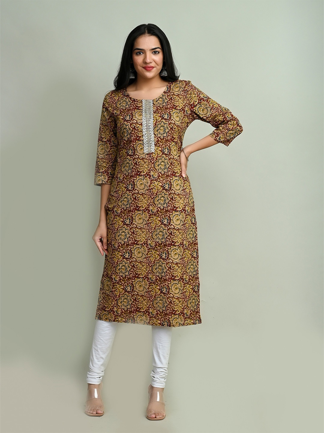 

Miramaar Ethnic Motifs Printed Cotton Kurta, Beige