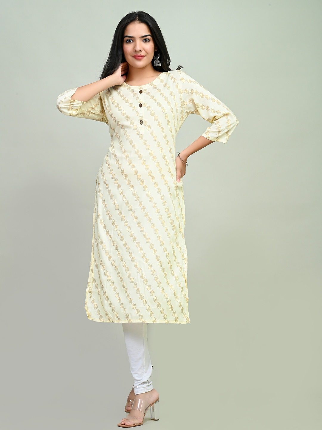 

Miramaar Ethnic Motifs Printed Kurta, Cream
