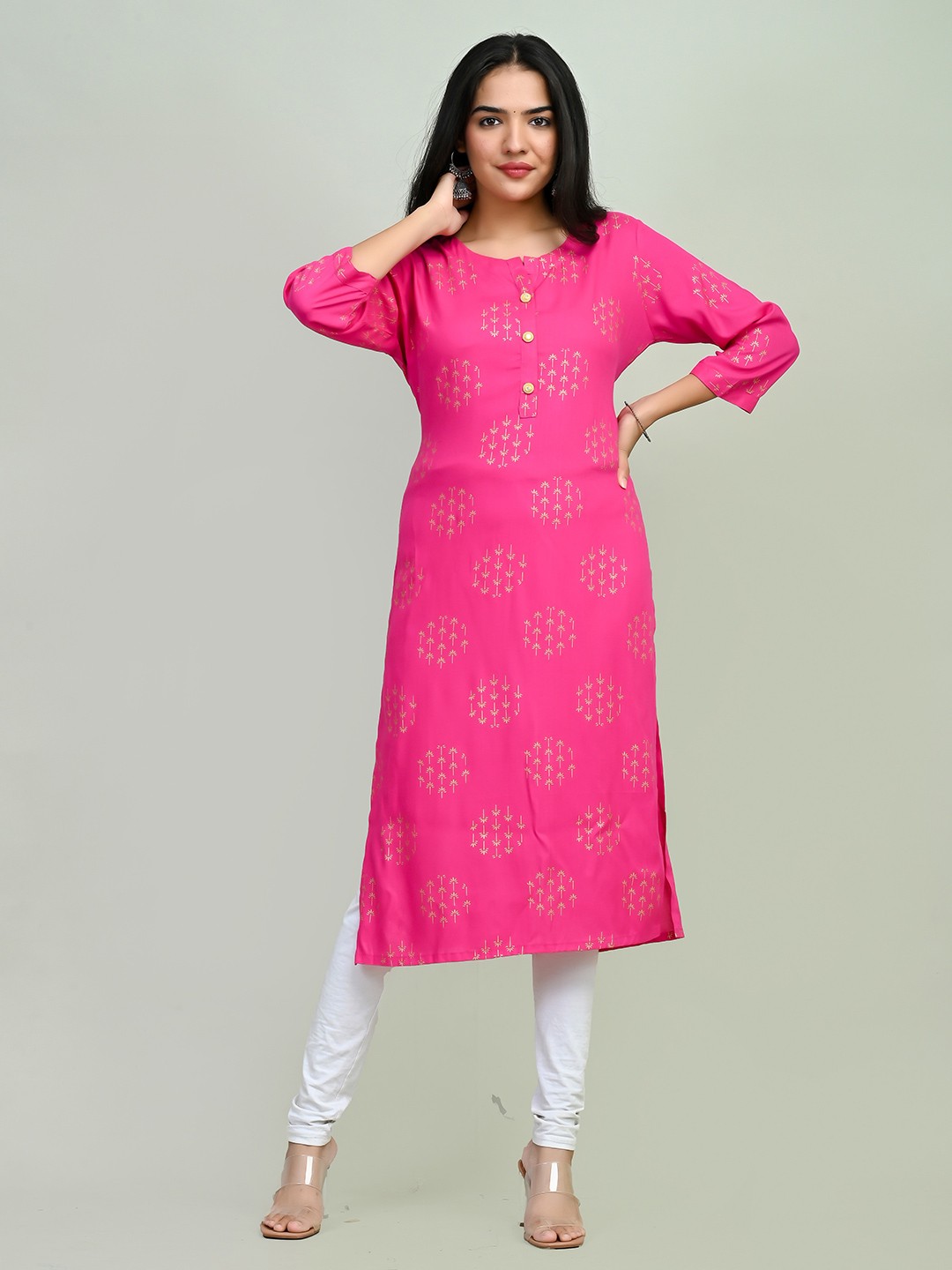 

Miramaar Ethnic Motifs Printed Straight Kurta, Pink