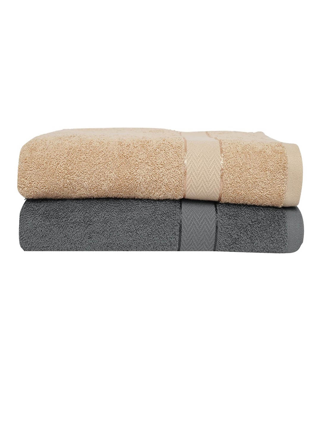 

Cloth Fusion Grey & Beige 2 Pieces 500 GSM Cotton Bath Towels