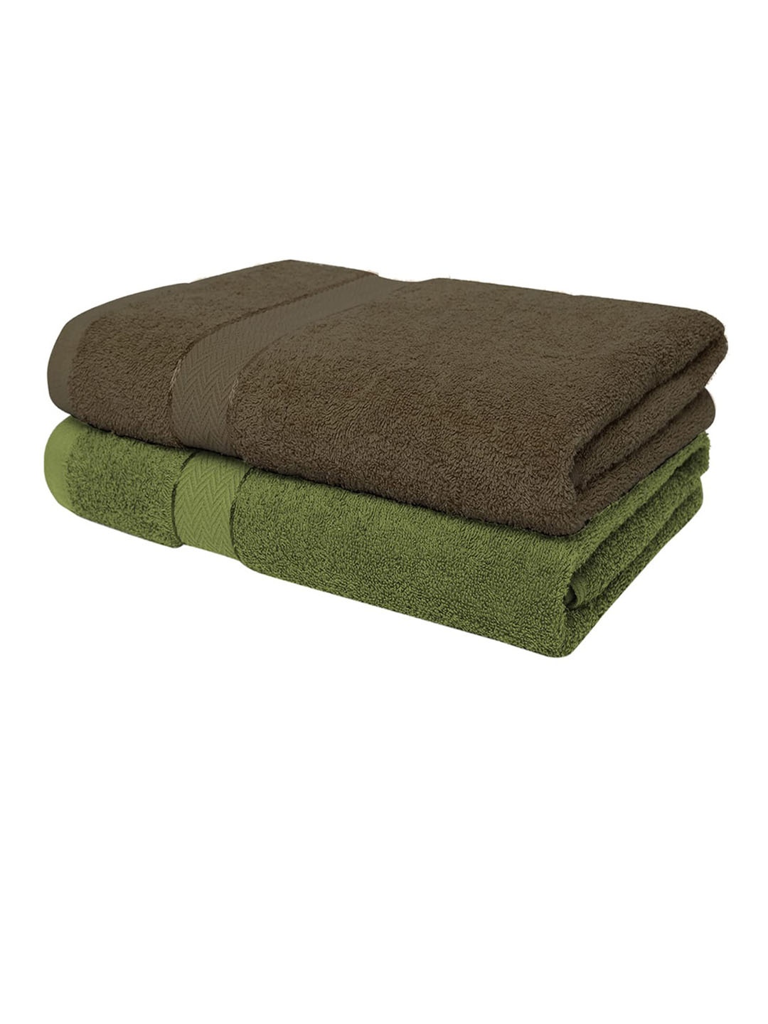 

Cloth Fusion 2 Pcs Grey & Green 500 GSM Cotton Bath Towels