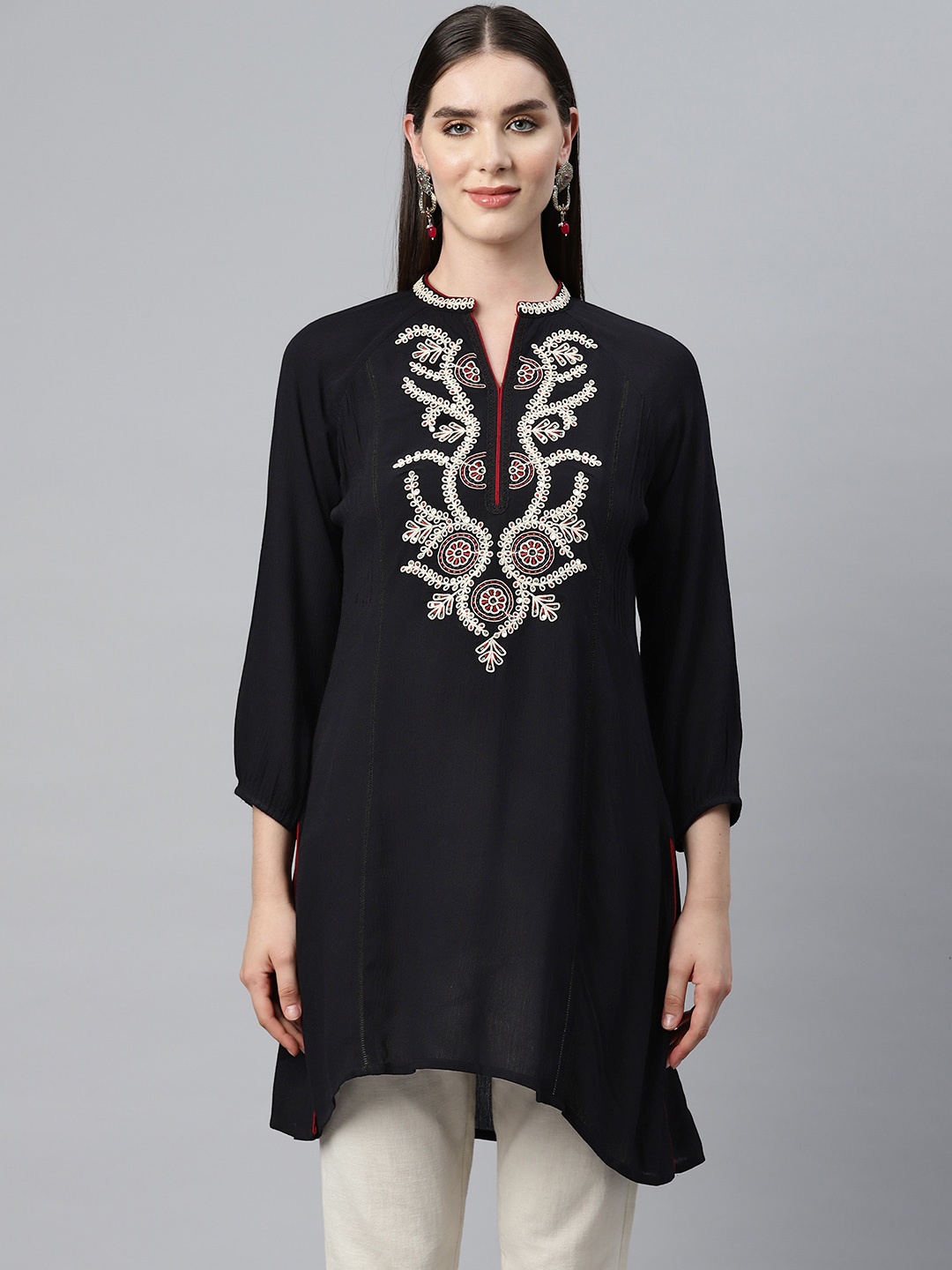 

Nayam By Lakshita Ethnic Motifs Embroidered Sequinned Kurti, Black