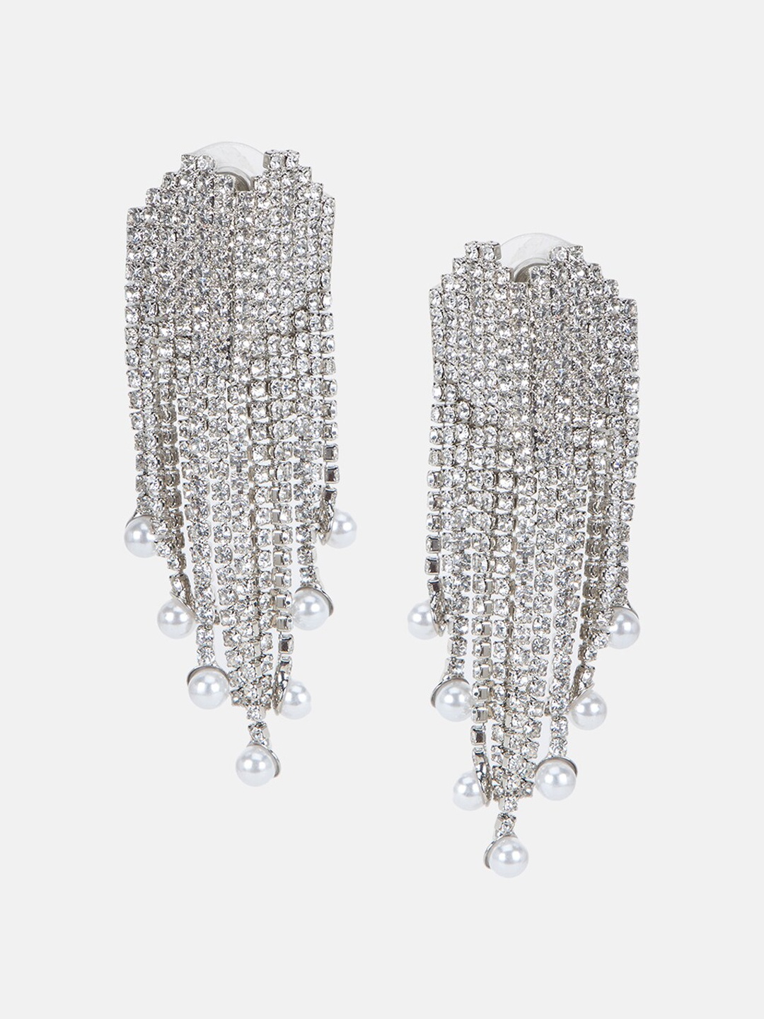 

Kazo Pearls Studded Tasselled Drop Earrings, Silver