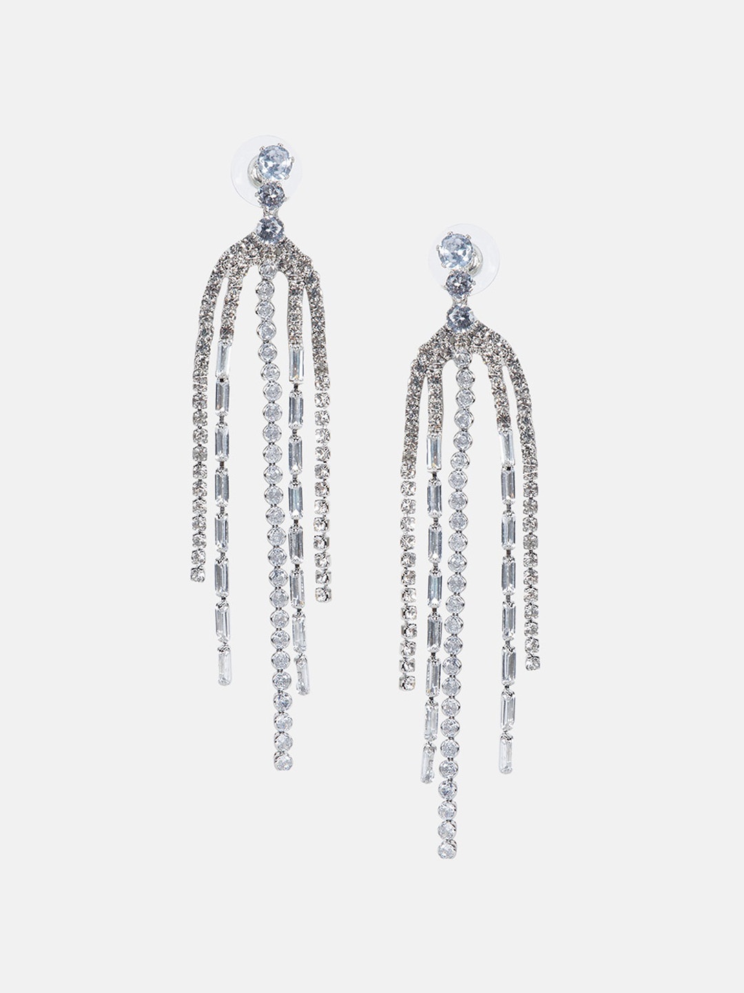 

Kazo Classic Rhinestone Studded Drop Earrings, Silver