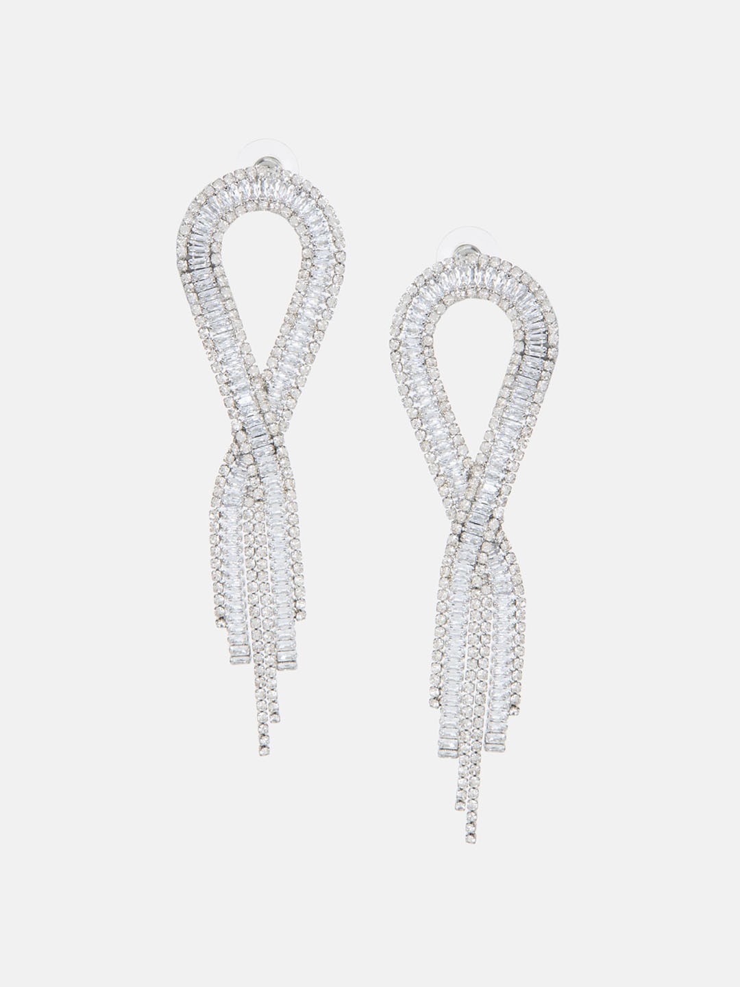 

Kazo Classic Rhinestone Studded Drop Earrings, Silver