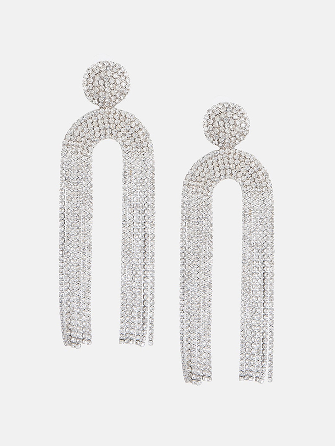 

Kazo Rhinestone Studded Contemporary Drop Earrings, Silver