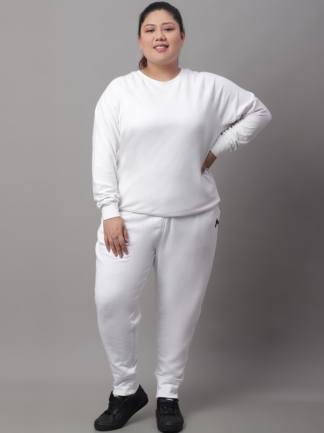 

Rute Solid Pure Cotton Tracksuit, White