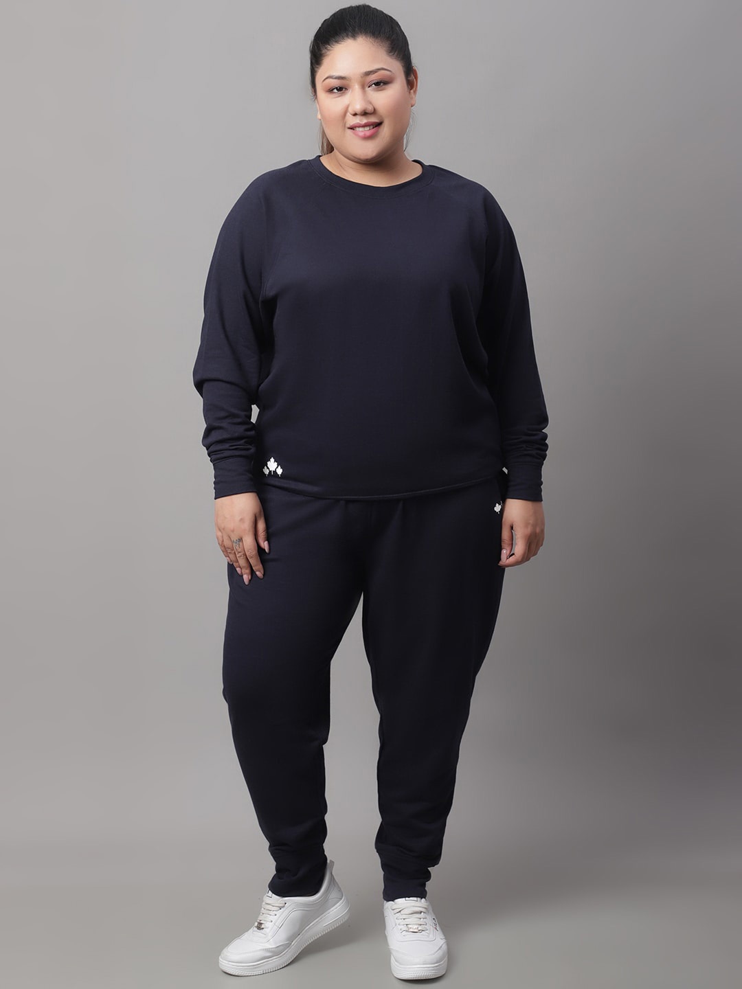 

Rute Solid Pure Cotton Tracksuit, Navy blue
