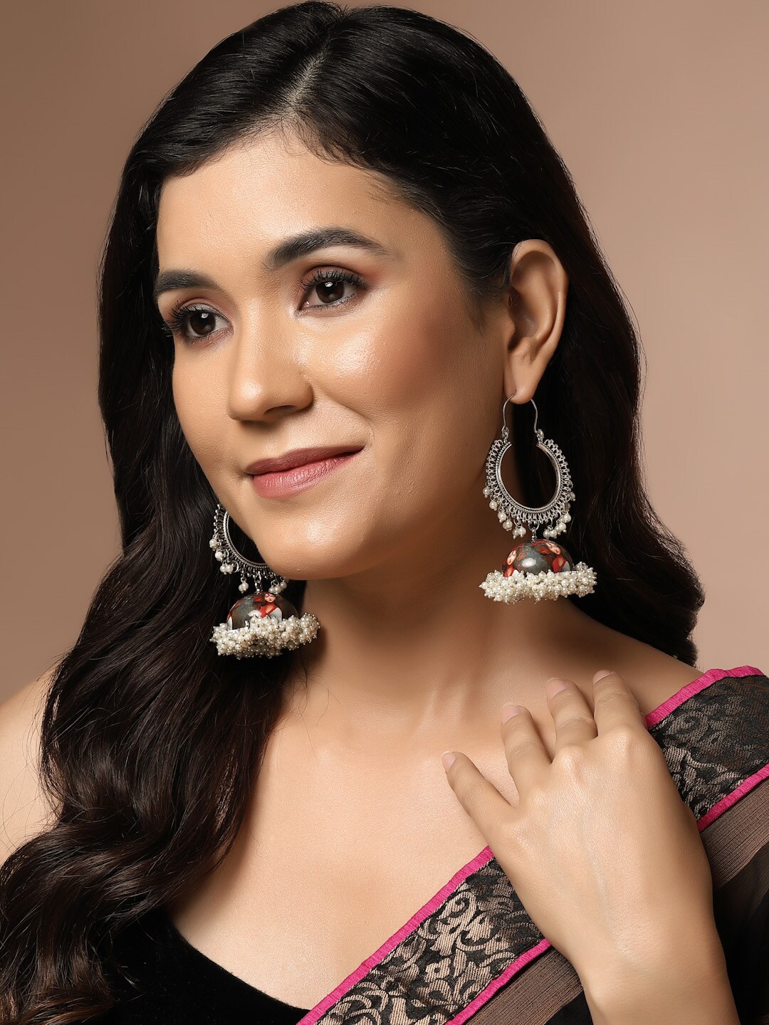 

PANASH Silver-Plated Contemporary Jhumkas