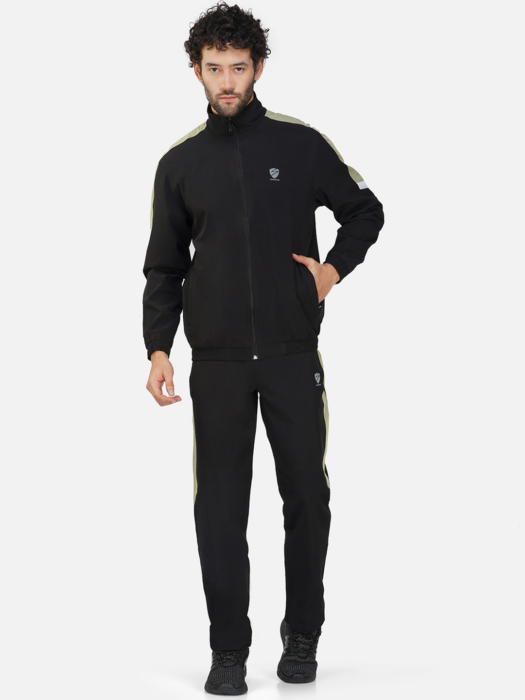 

UNPAR Mock Collar Mid Rise Sports Tracksuits, Black