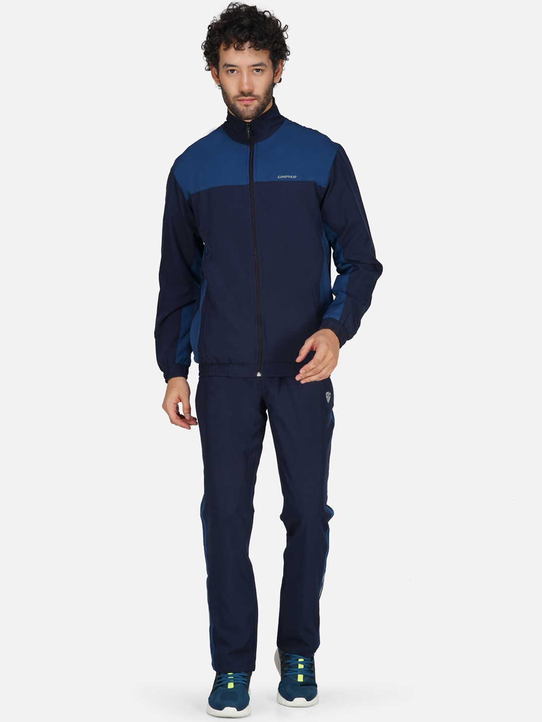 

UNPAR Mock Collar Mid Rise Sports Tracksuits, Blue