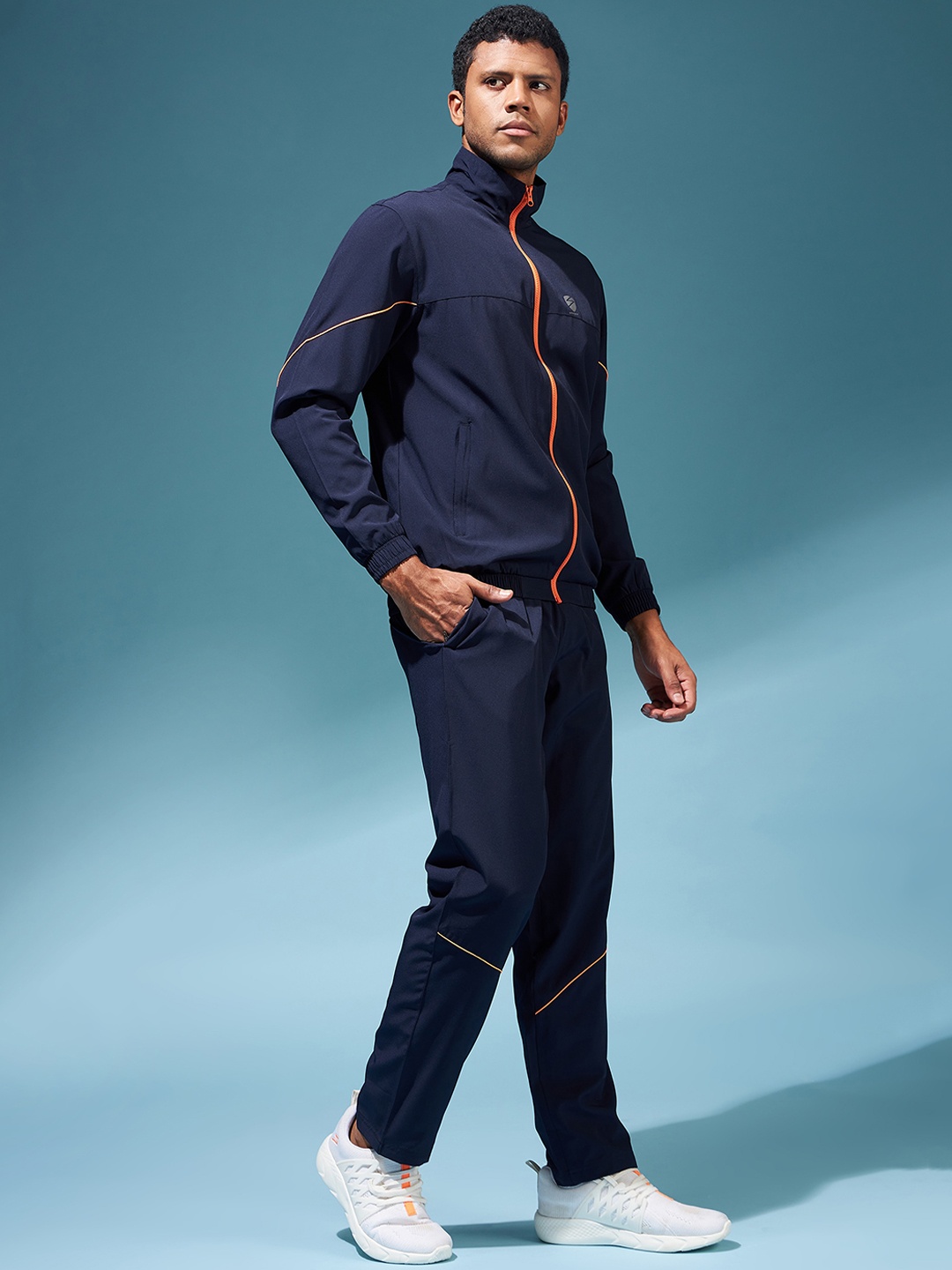 

UNPAR Mock Collar Mid Rise Sports Tracksuits, Navy blue