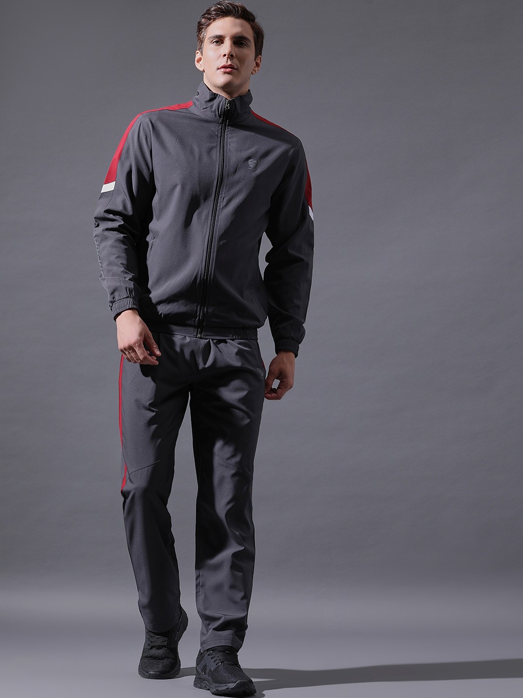 

UNPAR Mock Collar Mid Rise Sports Tracksuits, Grey