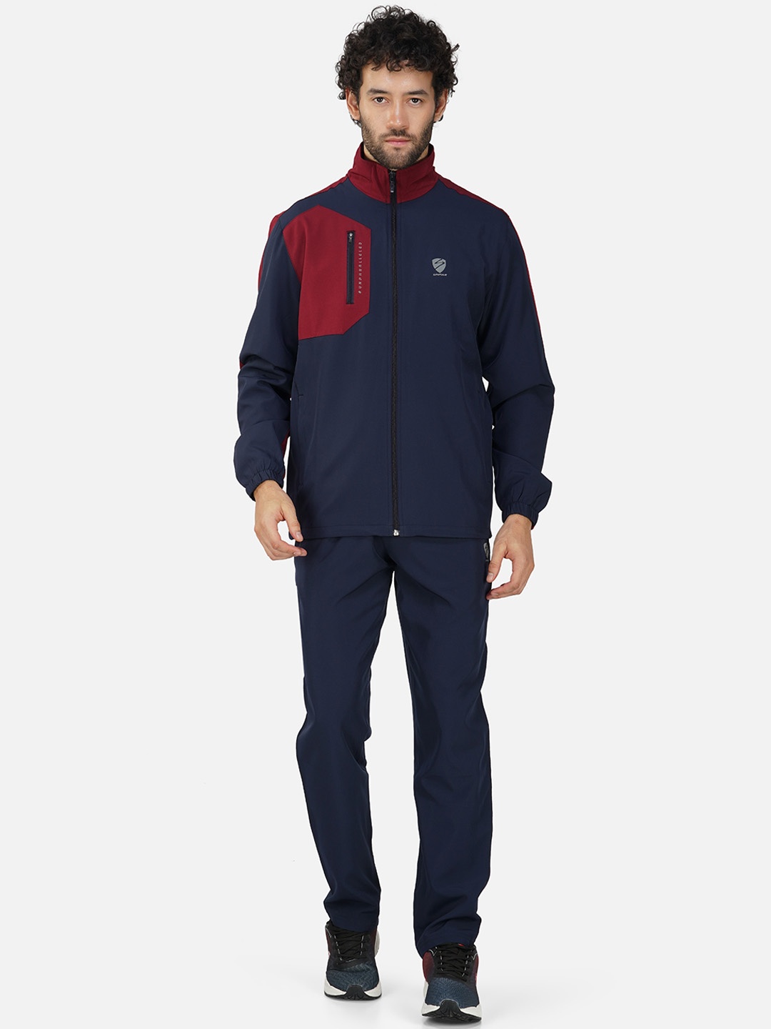 

UNPAR Mock Collar Mid Rise Sports Tracksuits, Navy blue