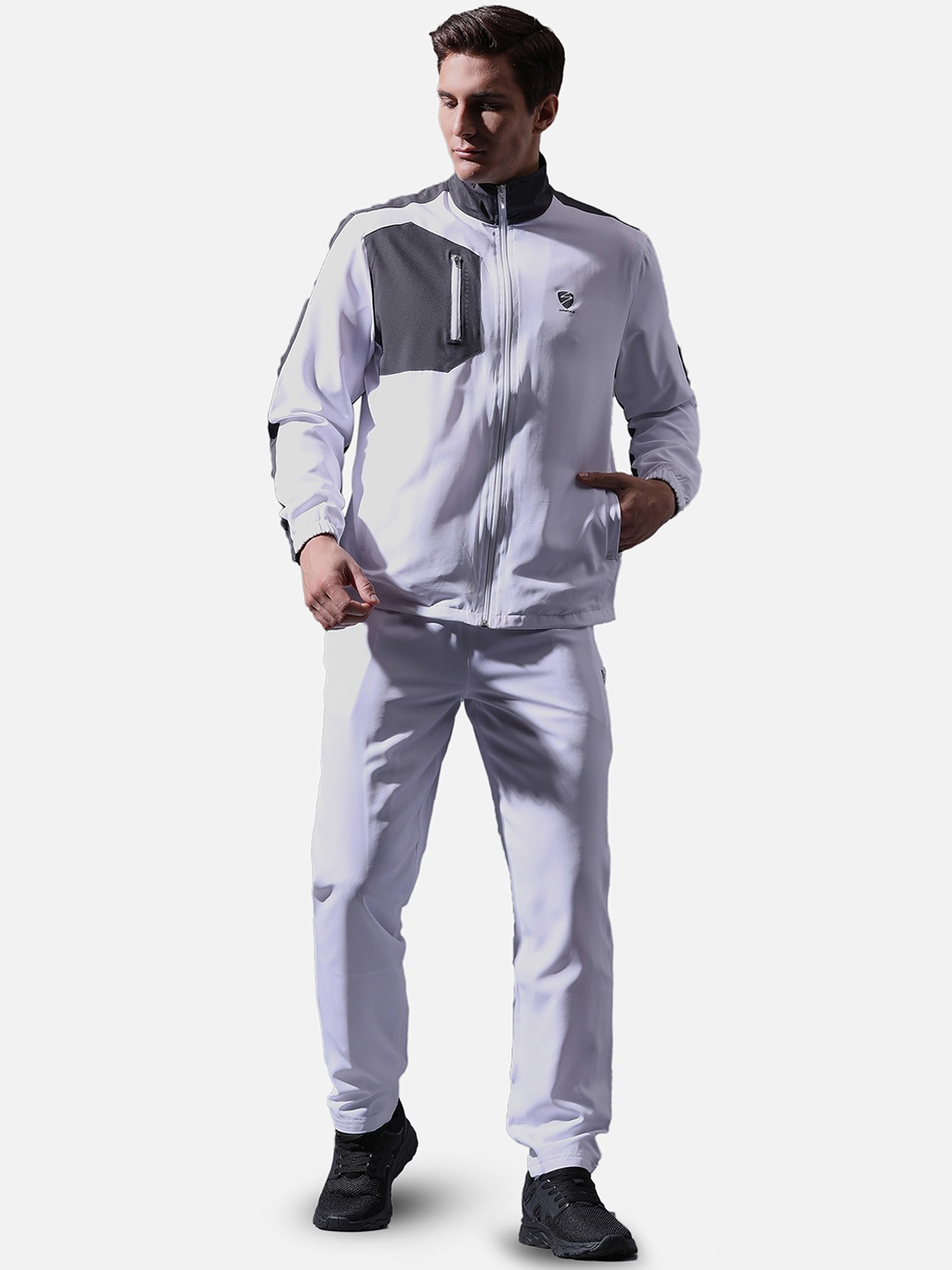 

UNPAR Mock Collar Mid Rise Sports Tracksuits, White