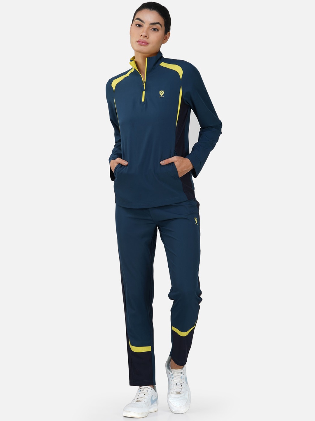 

UNPAR Mock Collar Mid Rise Sports Tracksuits, Blue