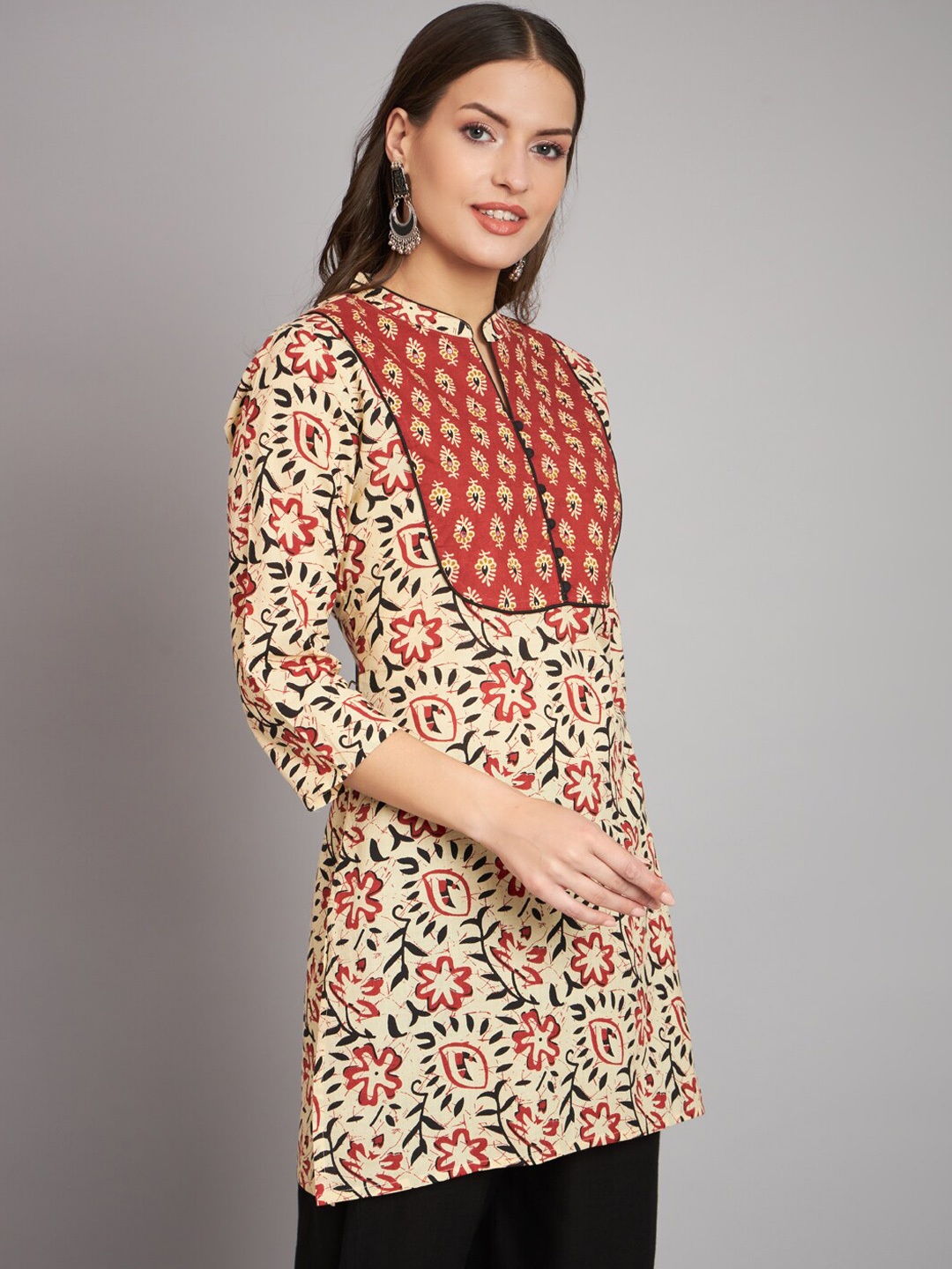 

RANGMAYEE Ethnic Motifs Printed Kurti, Beige