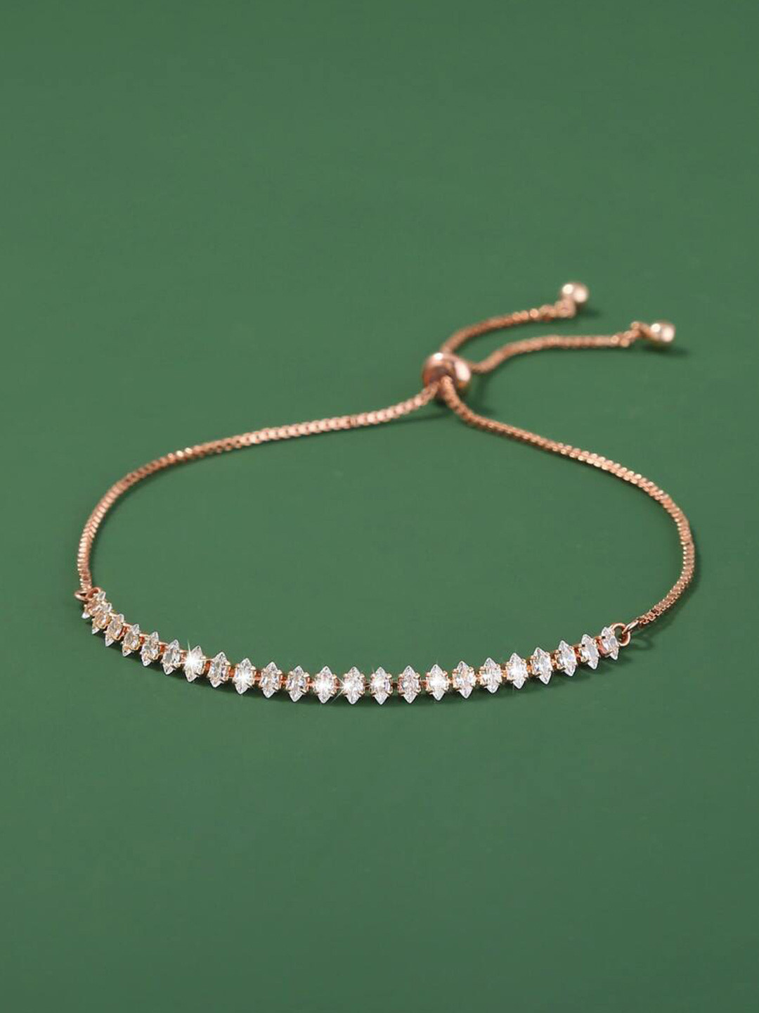 

PRIVIU Women Rose Gold-Plated & White Cubic Zirconia Wraparound Bracelet