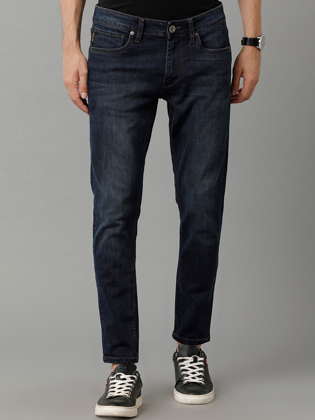 

Voi Jeans Men Clean Look Slim Fit Light Fade Stretchable Cotton Jeans, Blue
