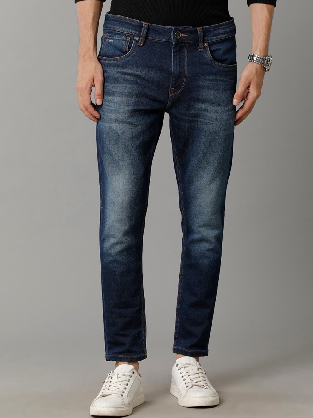 

Voi Jeans Men Clean Look Skinny Fit Light Fade Stretchable Cotton Jeans, Blue